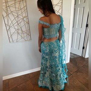 Gorgeous blue Indian wedding reception outfit